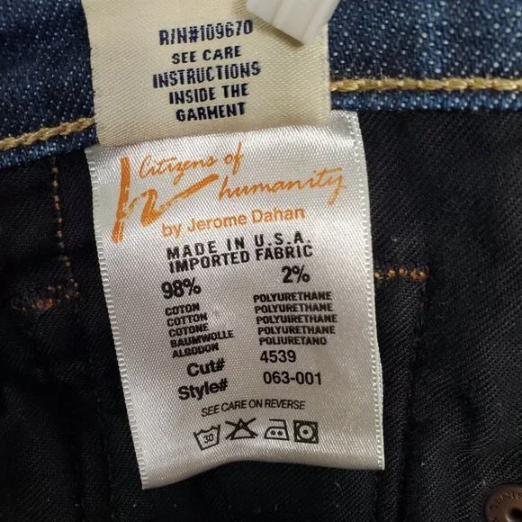 Citizens Of Humanity Womens Sz 29 Jeans Kelly #003 Low Waist Denim Cropped Blue - Picture 9 of 11